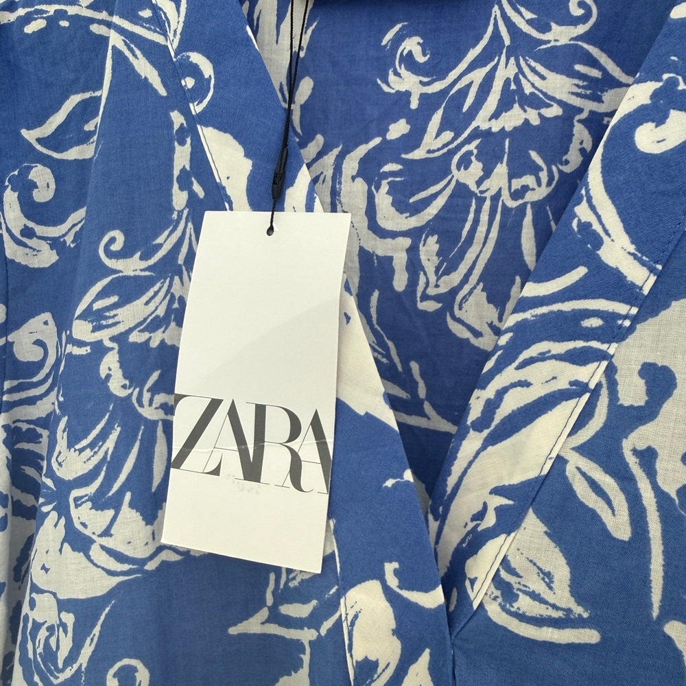 Zara New with Tags Blue Floral Maxi Dress - Picture 8 of 10
